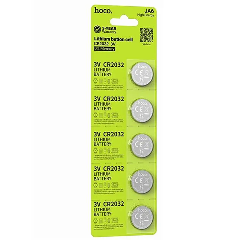 Батарейки Hoco JA6 CR2032 Button 5 pcs Silver - фото 3
