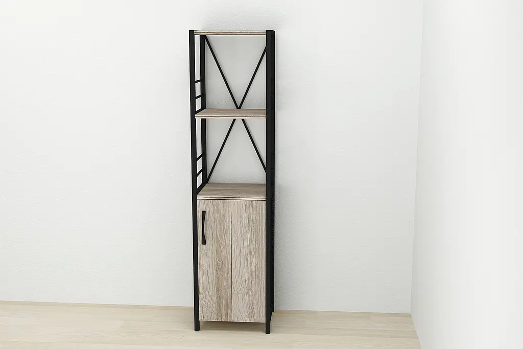 Етажерка 3/34 Ferrum-decor Серії Конект із тумбою 144x34x28 Чорний ДСП Сонома Трюфель (FRD-104425) - фото 2