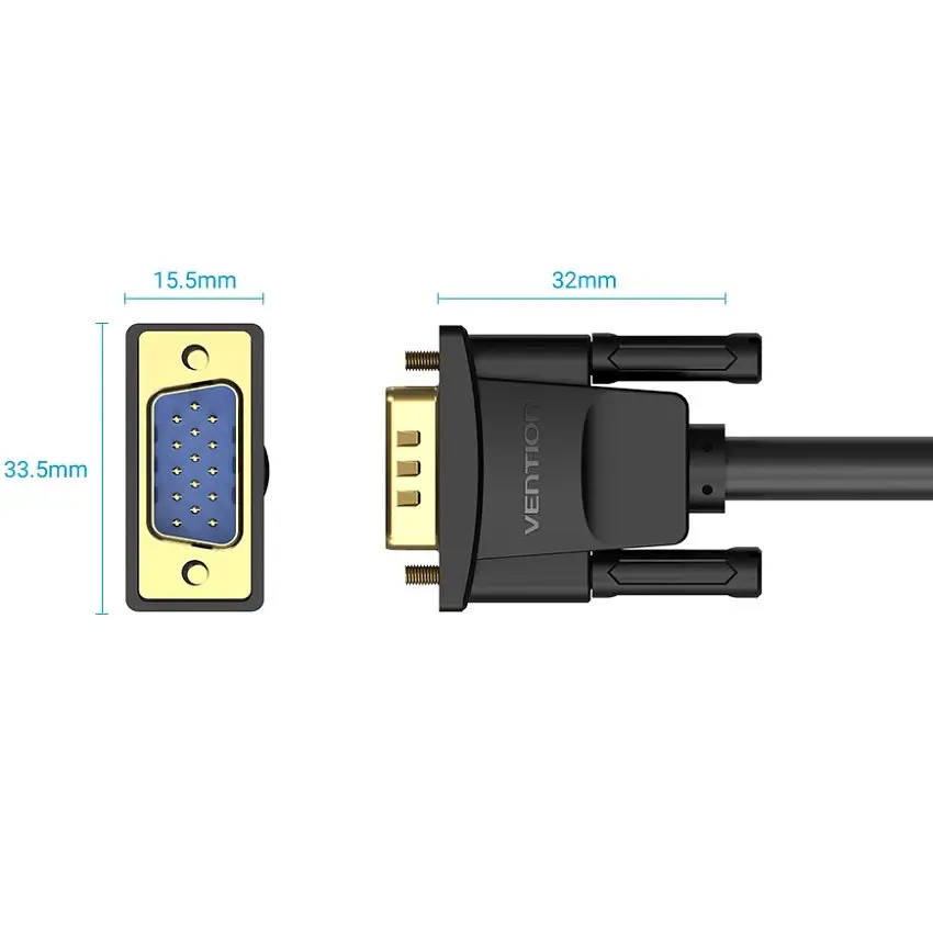 Кабель VGA 15M-15M, 1.5 м, з феритами, чорний Vention - фото 4