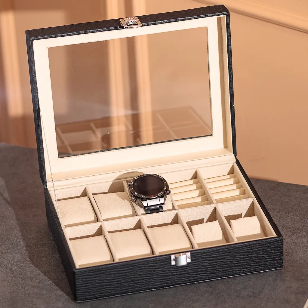 Скринька-органайзер Yiwu для прикрас та аксесуарів із накидним замком 25.5x20x7.5 см чорна HP-5-6B - фото 6