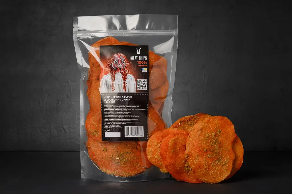 Чипсы мясные куриные со вкусом "4 сыра" Meat Chips 500г - фото 5