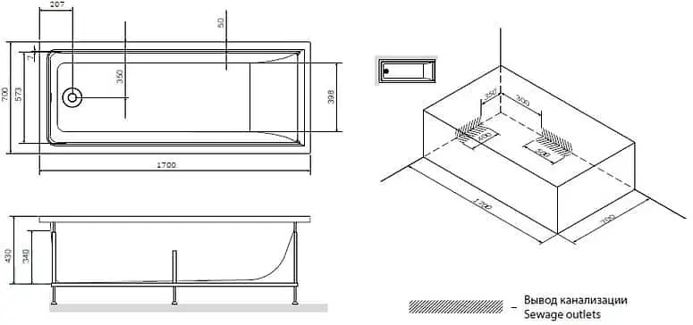 Ванна акрилова AM.PM Gem 170x70 W90A-170-070W-A - фото 2