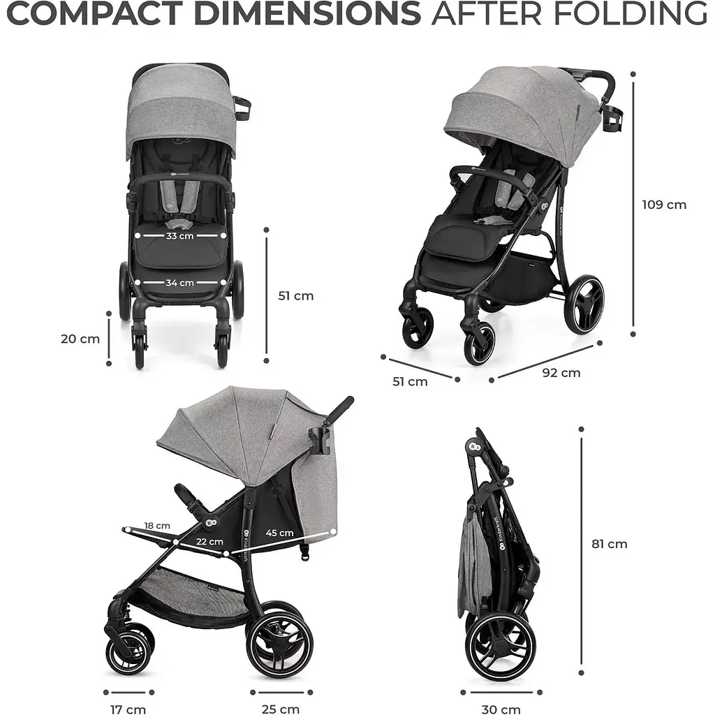 Прогулочная коляска Kinderkraft Trig 2 серая (00-00305193) - фото 12
