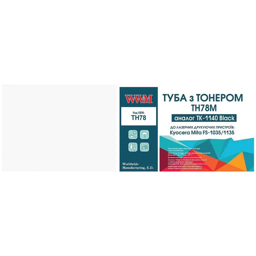 Туба з тонером WWM для KYOCERA FS-1035/1135 аналог TK-1140 Black ( 7200 ст.) (TH78) з чипом