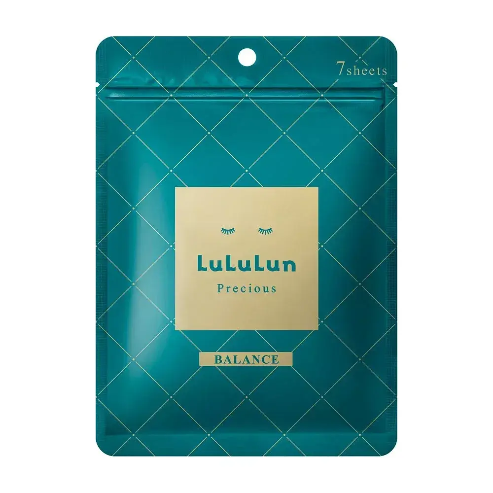 LULULUN Precious Balance Green Face Mask антивікова відновлююча тканинна маска для обличчя, 7 шт