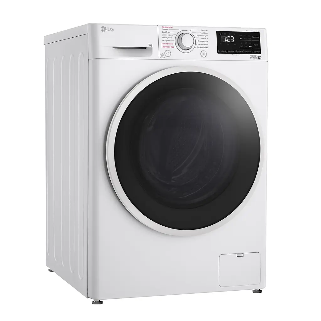 Пральна машина LG фронтальна 9 кг 1400 A+++ 57 см дисплей пара інвертор білий - фото 2