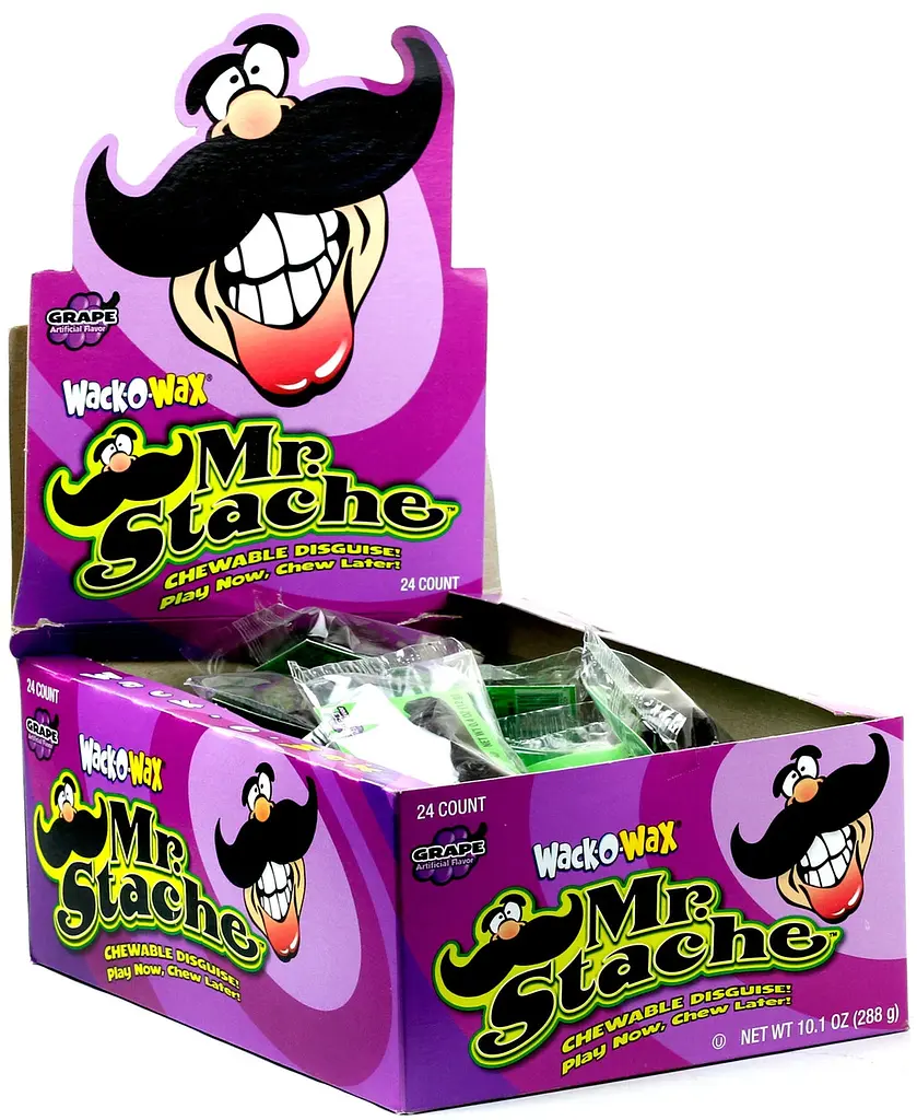Жевательные резинки Wack-O-Wax Mr. Stache со вкусом винограда 24шт х 12г - фото 2