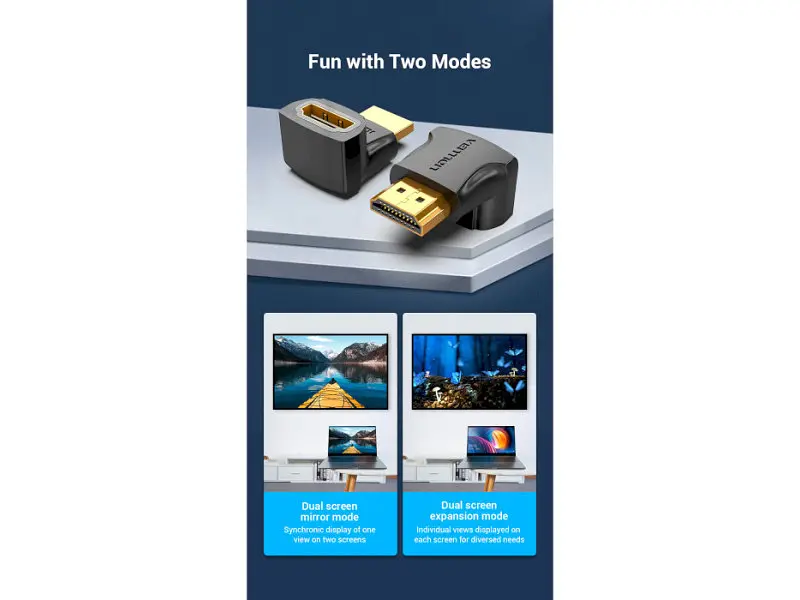 Адаптер Vention HDMI 270 Degree Male to Female Adapter HDMI Black (AINB0) - фото 6