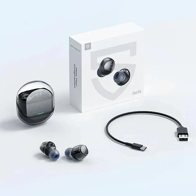 Bluetooth навушники - бездротові tws Soundpeats Clear Dots Pods cream (білі) - фото 4