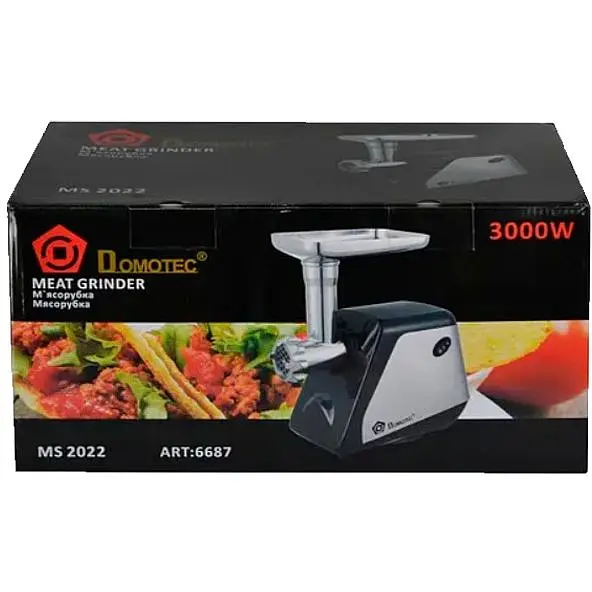 Електром'ясорубка Domotec MS-2022 3000W з насадками для ковбас і кеббе чорна (6687_1537) - фото 5