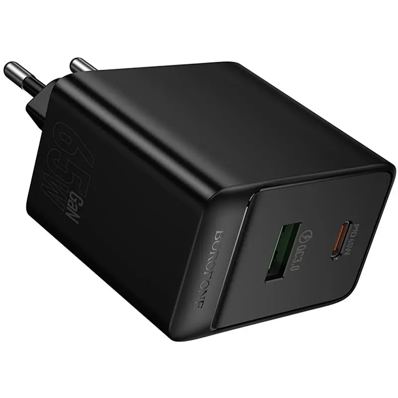 СЗУ Borofone BAS17A Erudite PD65W+QC3.0 (1USB-A/1C) Black - фото 4