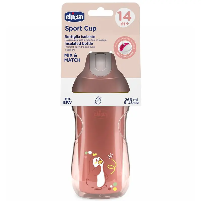 Поїльник непроливайка з трубочкою Chicco Sport Cup 266 мл 14 м+ кораловий (06991.15) - фото 2