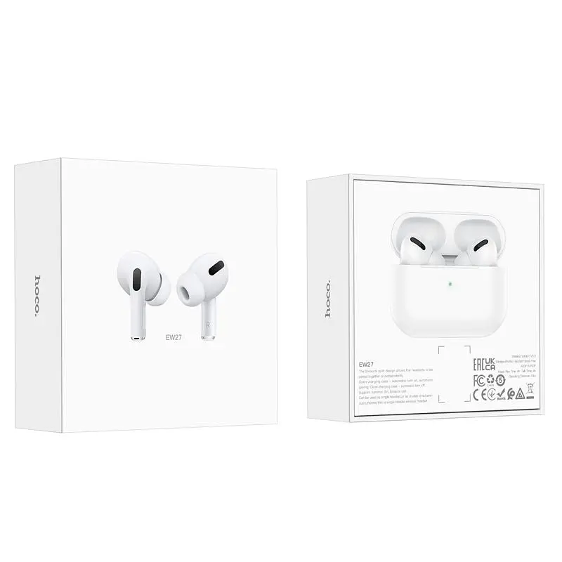 Навушники Bluetooth HOCO EW27, TWS Bluetooth 5.1, з мікрофоном, вакуумні, White, Кейс - фото 3