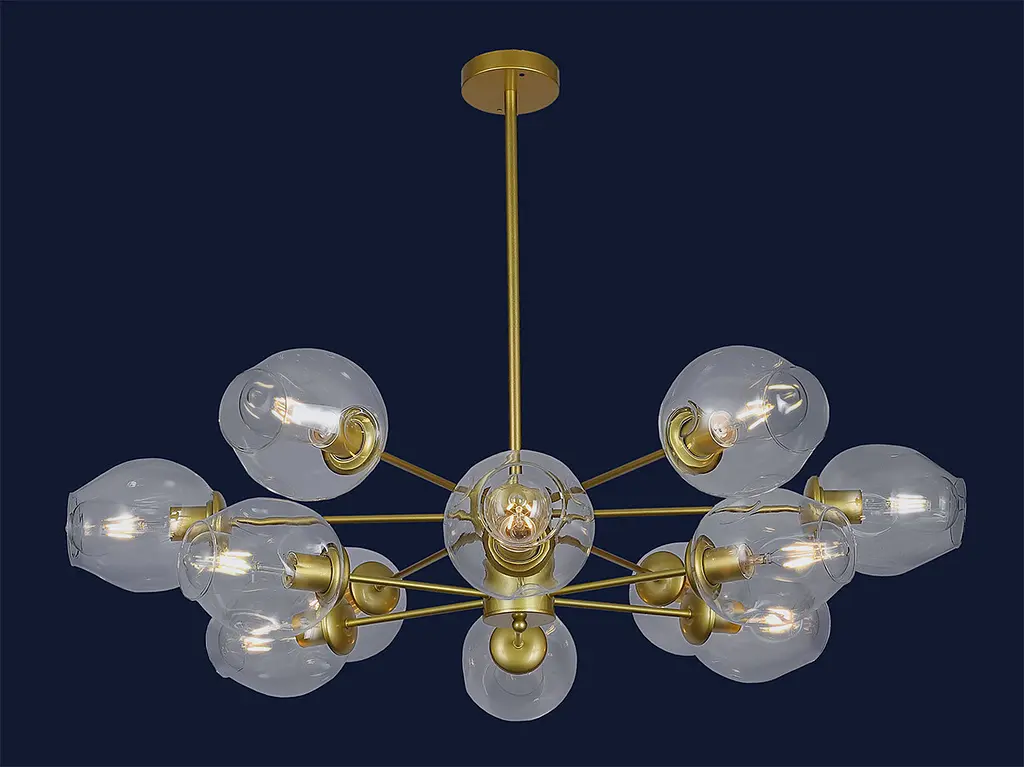 Люстра стельова Levistella 7526035-12 GD+CL, 12 плафонів, золотий і прозорий, сучасний стиль - фото 2