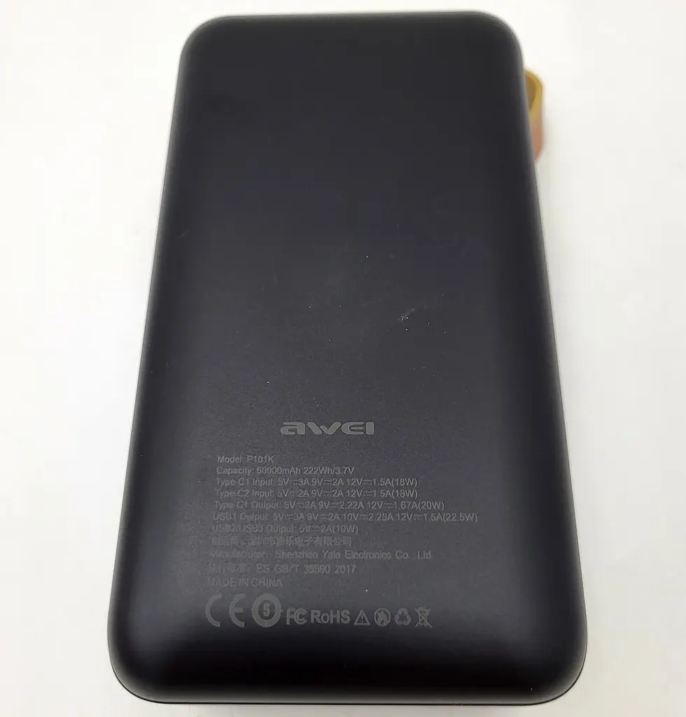 Power Bank 60000mAh зі наскрізною зарядкою портативна батарея для смартфона планшета роутера USB зовнішній акумулятор повербанк із швидкою зарядкою 22.5W ліхтариком та дисплеєм AWEI P101K - фото 4