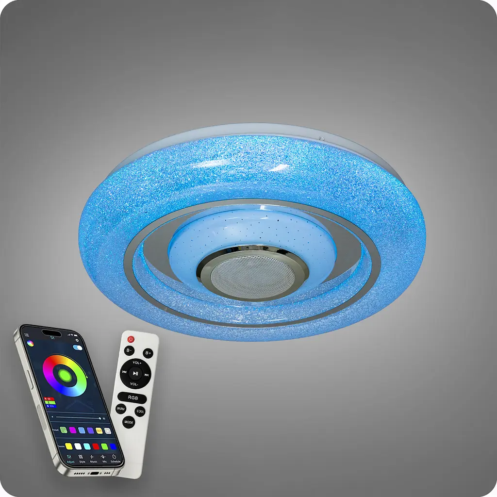 Люстра світлодіодна 517 Dlight RGB з пультом і колонкою 70Вт Білий (02151) - фото 4
