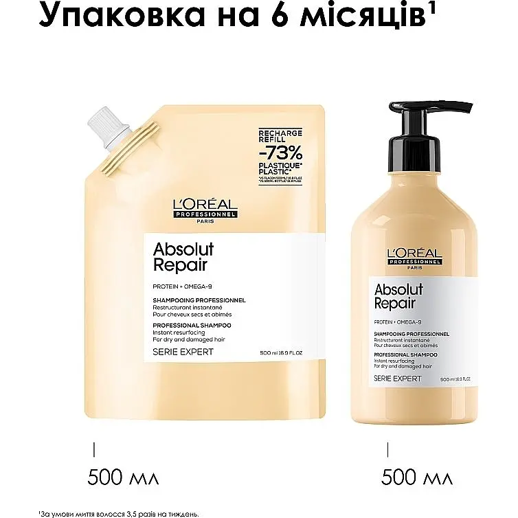 Шампунь L'Oreal Professionnel Serie Expert Absolut Repair Protein для сухого та пошкодженого волосся 500 мл - фото 3