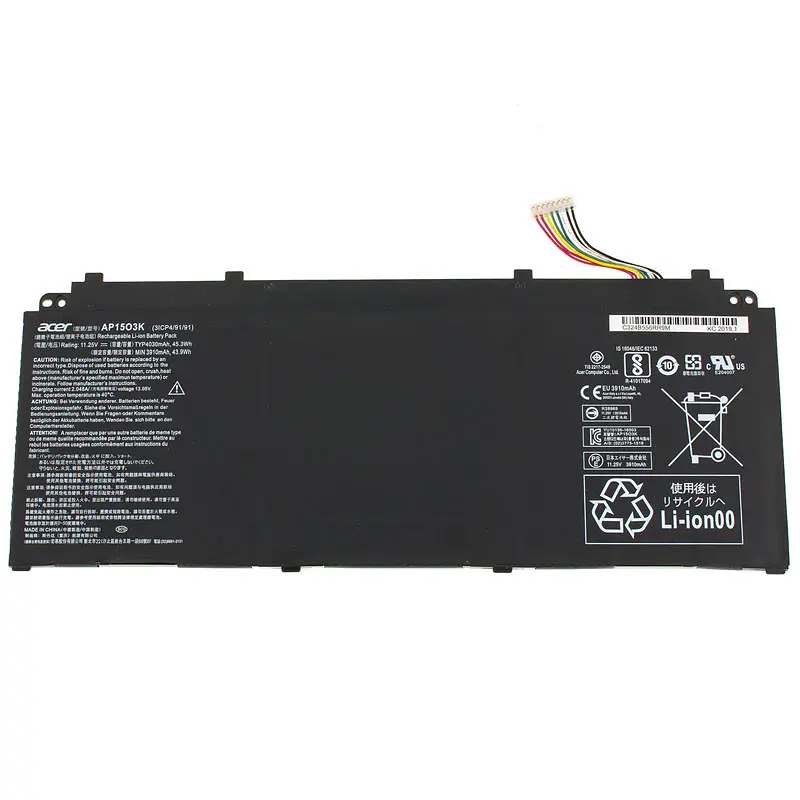 Батарея для ноутбука Acer AP15O3K (БЕЗ ВУШОК) (Aspire S5-371 Swift 5 SF514-51) 11.25V 4030mAh 45.3Wh Чорний - фото 2