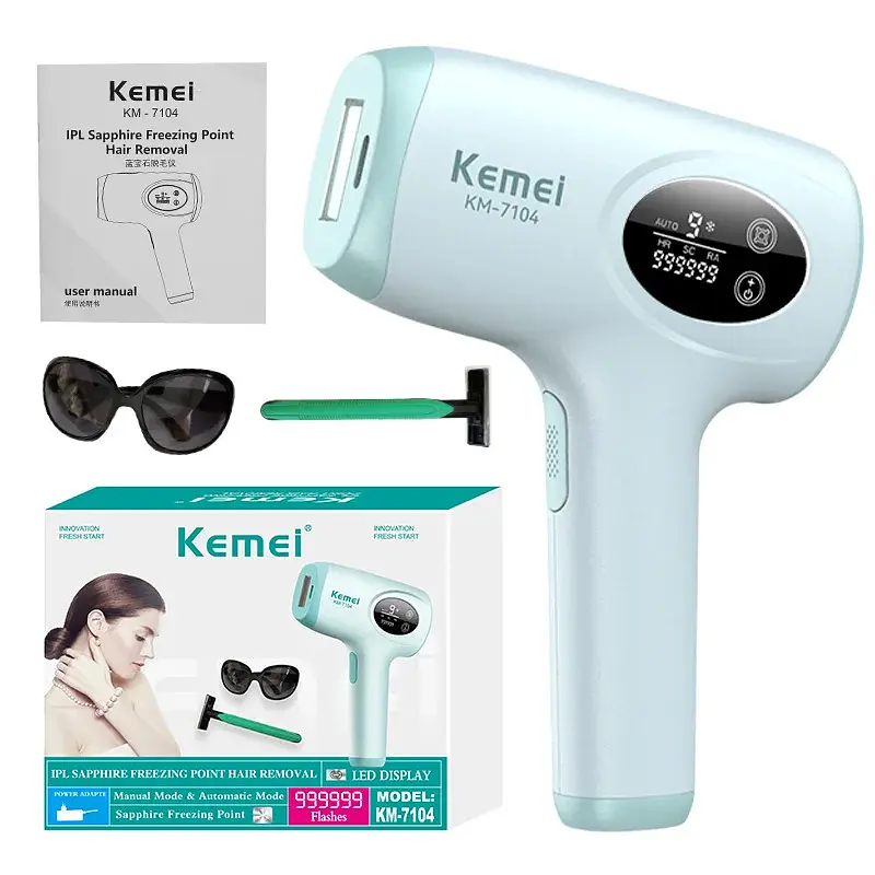 Фотоепілятор Kemei KM-7104 білий • IPL-епілятор для домашнього видалення волосся на обличчі, ногах, руках, тілі та зоні бікіні - фото 2