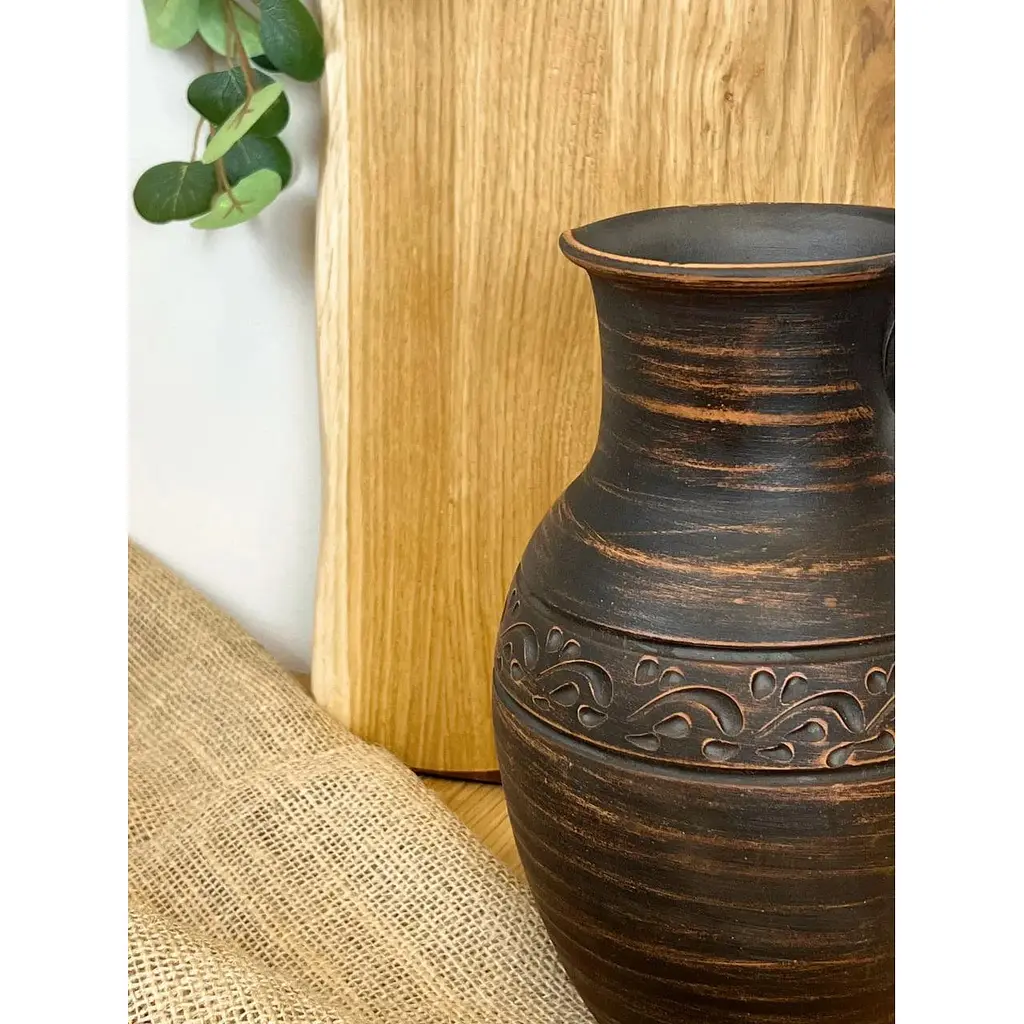 Кувшин 2 литра керамический (глиняный) резной с ручкой декор - фото 4