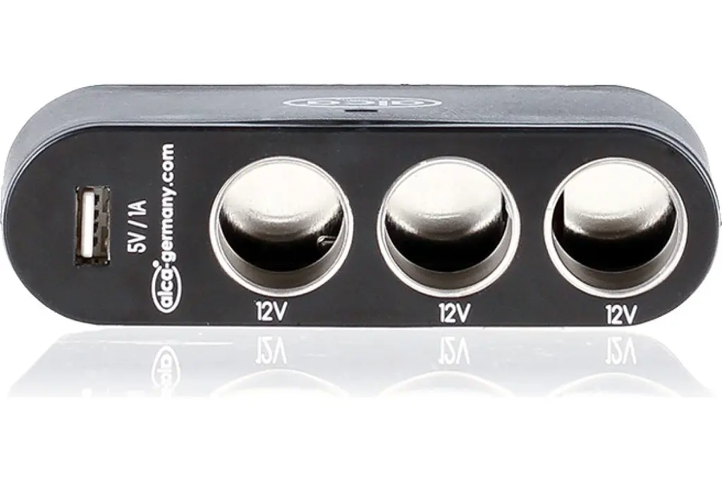 Розгалужувач прикурювача Alca 12V 3 гнізда та 1USB Кут повороту 90° Оригінал (510 200) - фото 3