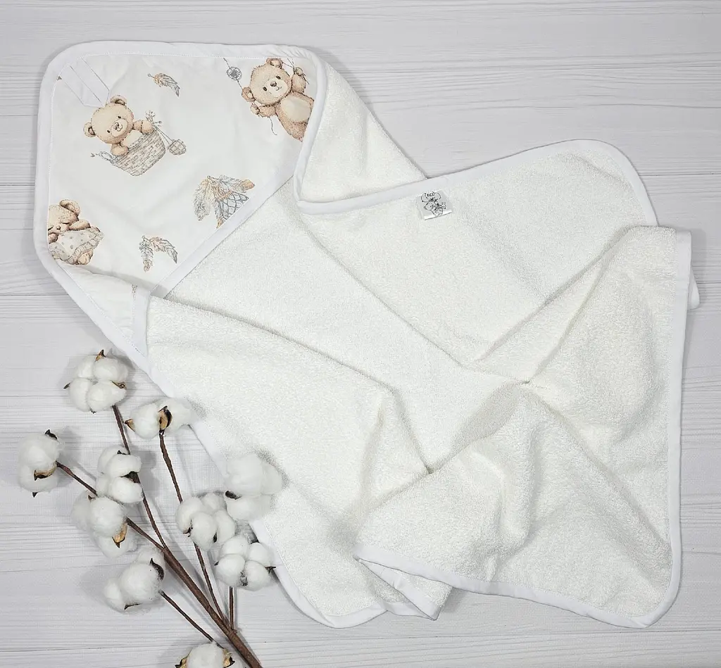 Дитячий рушничок-куточок 80х80 a.l.babybox Ведмедикова казка Білий - фото 2