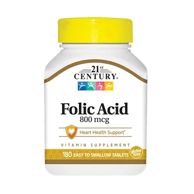 Вітаміни та мінерали Folic Acid 800 mcg, 180 таблеток 21st Century fit0018054