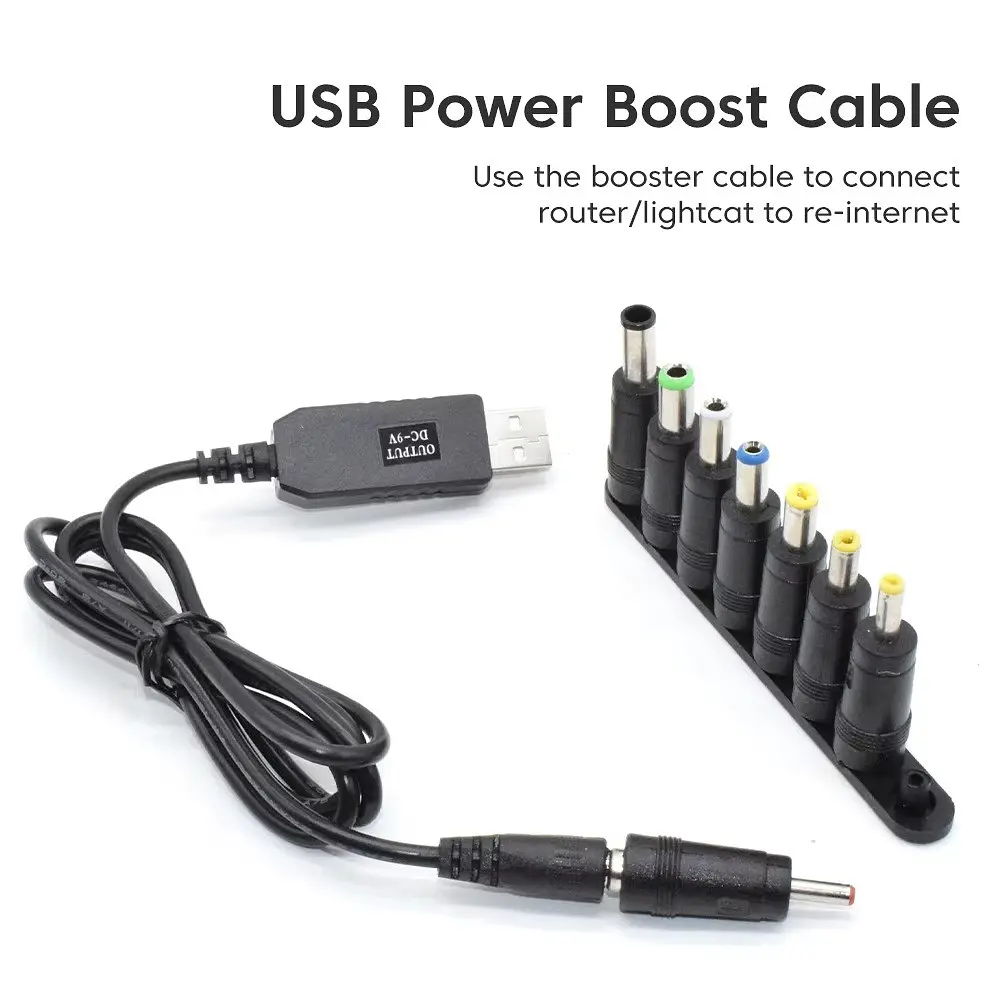 Кабель USB-DC на 12V для живлення роутера від павербанка + 8 адаптерів під різні роз'єми живлення - фото 3