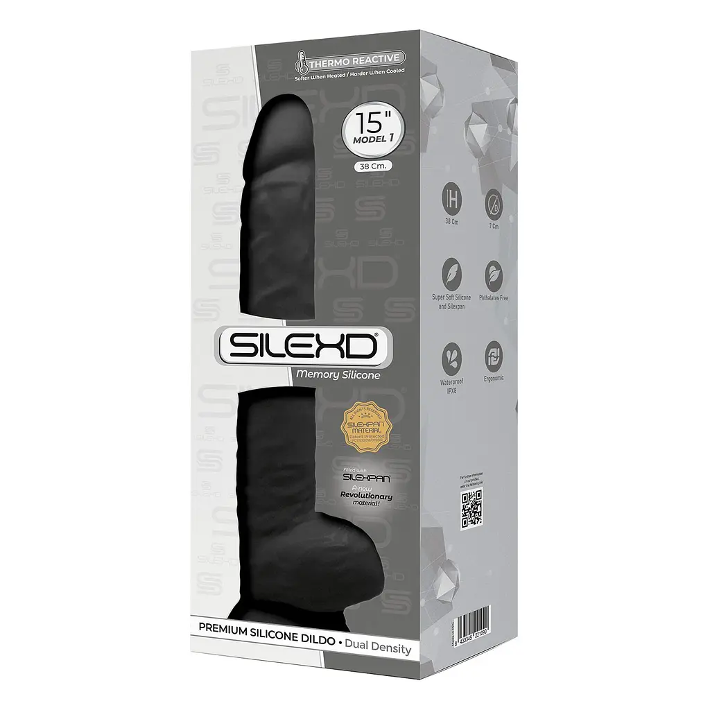 Фалоімітатор SilexD Premium Silicone Dildo Model 1 Size 15 38 см чорний - фото 3
