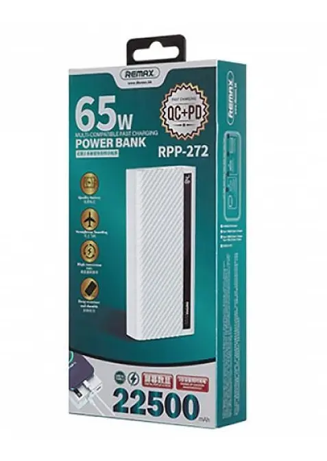 Power Bank Remax Hunyo II PD 65W + QC 22.5W Multi-Compatible Fast Charging 22500mAh RPP-272 белый - фото 2