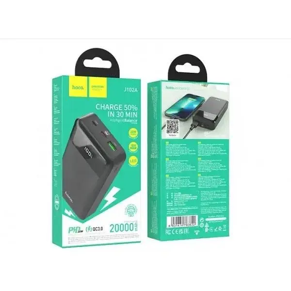 Внешний аккумулятор Hoco Power Bank J102A 20000 mAh PD20W+QC3.0 22.5W Черный 6931474783622 - фото 2