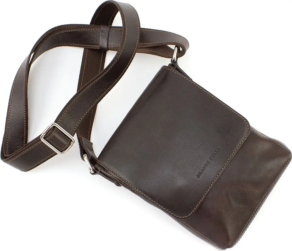 Чоловіча шкіряна сумка через плече GRANDE PELLE 20×15×5 см sum0022227 - фото 4