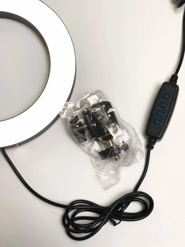 Светодиодная кольцевая LED лампа 26 см с ручкой для телефона - фото 3