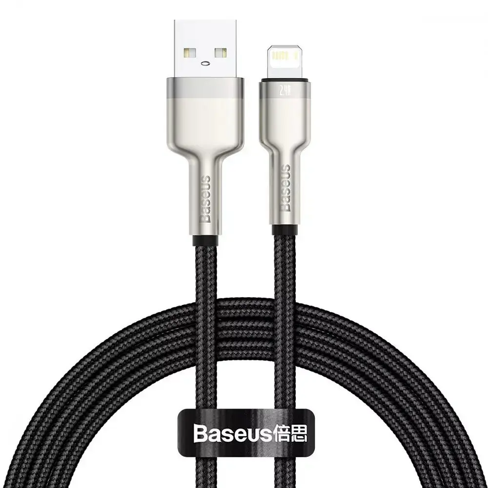 Кабель Baseus Cafule Metal USB - Lightning (M/M), 2.4A, 1 м Чорний (6953156202245)