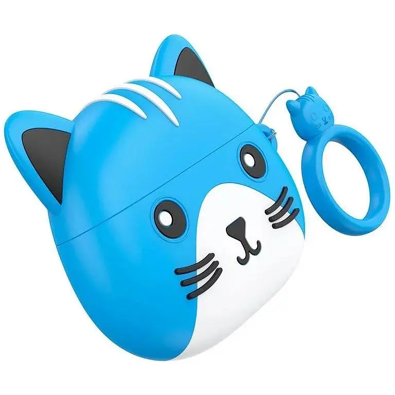 Наушники беспроводные Hoco EW46 Cat в комплекте с чехлом голубые - фото 3