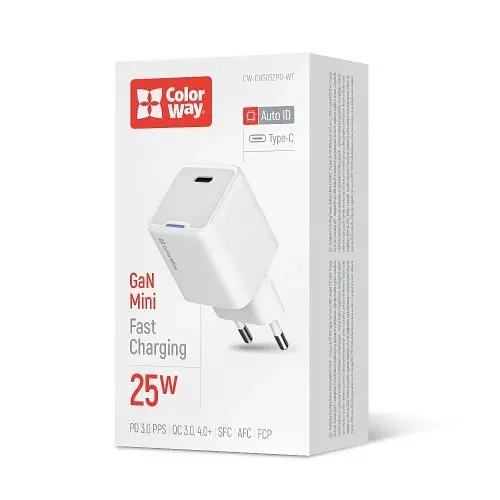 Мережевий зарядний пристрій White 25 Вт GaN ColorWay teh0028605 - фото 7