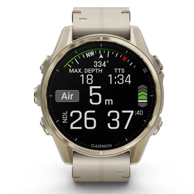 Смарт-годинник Garmin fenix 8 43mm, AMOLED, Saph, SftGldSS/FogGryLeatherBnd, Excl, GPS (010-02903-40) - фото 8