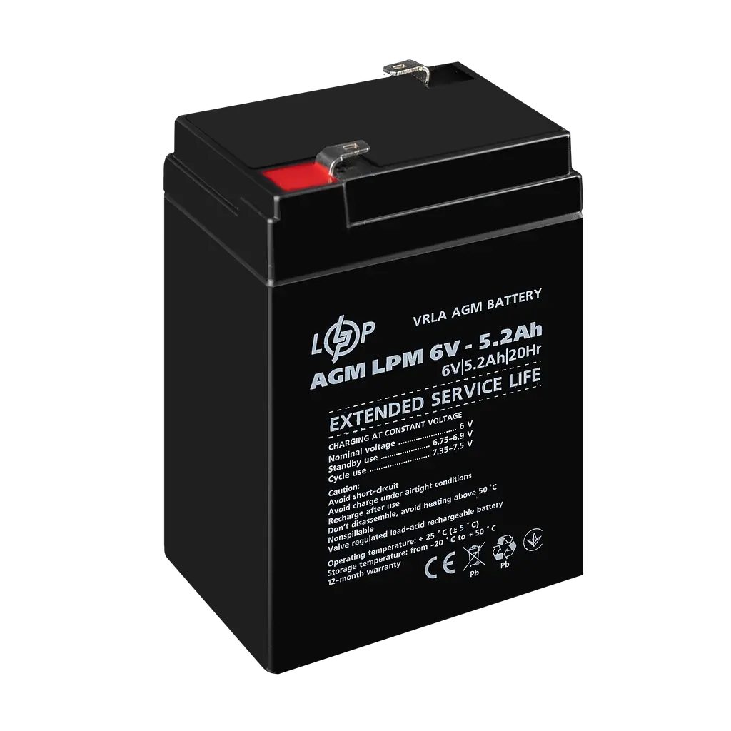 Акумулятор AGM LPM 6V - 5.2 Ah - фото 4