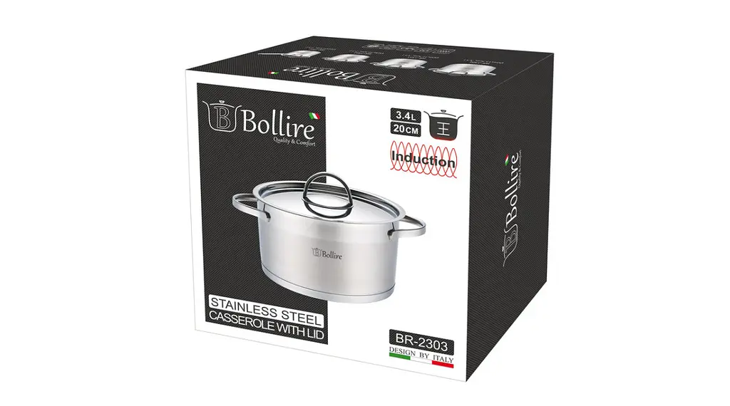 Каструля з кришкою Bollire BR-2303 3,4 л 20х11,5 см - фото 2