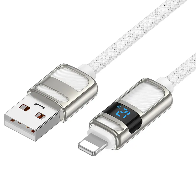 Кабель Hoco U137 Line charging data cable with display iP White