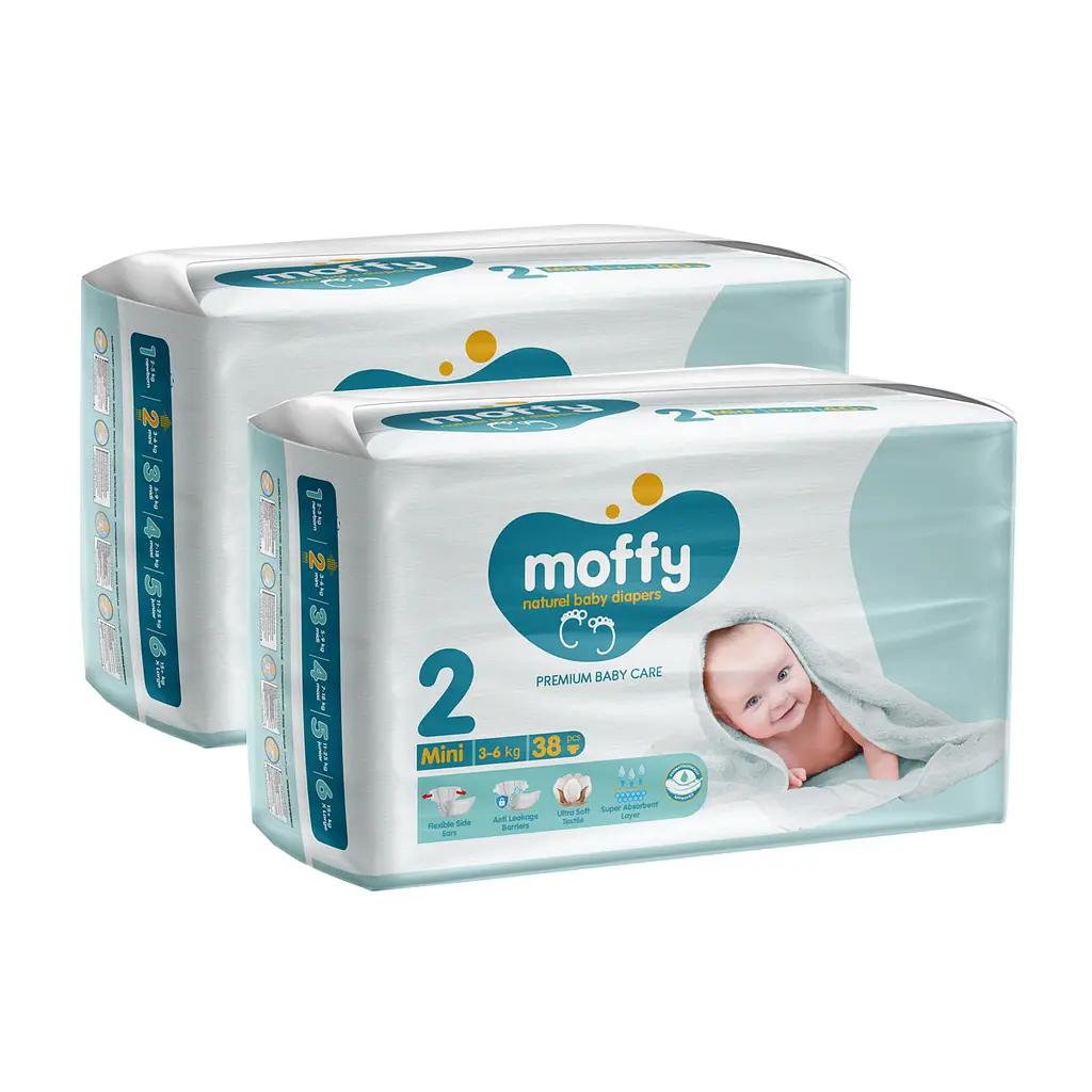 Підгузки дитячі Moffy Twin 2 (3-6 кг) 76 шт. (38 шт. x 2)