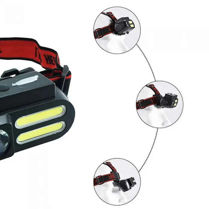 Ліхтар налобний акумуляторний NF-611-1LM+2COB 1x18650 ЗУ microUSB - фото 3