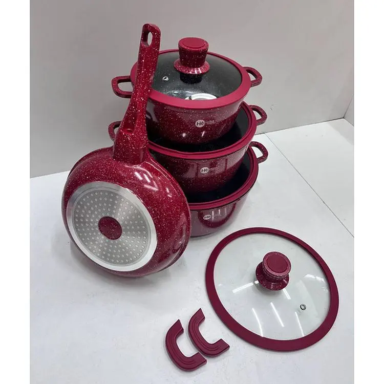 Набір каструль Higher Kitchen НК-324 з гранітним антипригарним покриттям та сковородою червоний (42864-НК 324R_2356) - фото 9