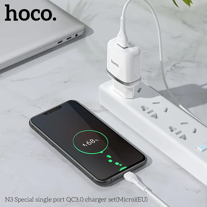 Адаптер мережевий HOCO Special FCP N3 1USB 18 W з Micro USB-кабелем білий - фото 5