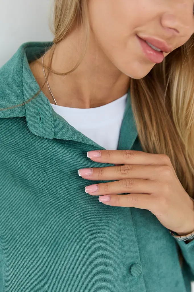 Женская рубашка для беременных стиля oversize из микровельвета Varna размер L-XL Lullababe темно-оливковая - фото 8