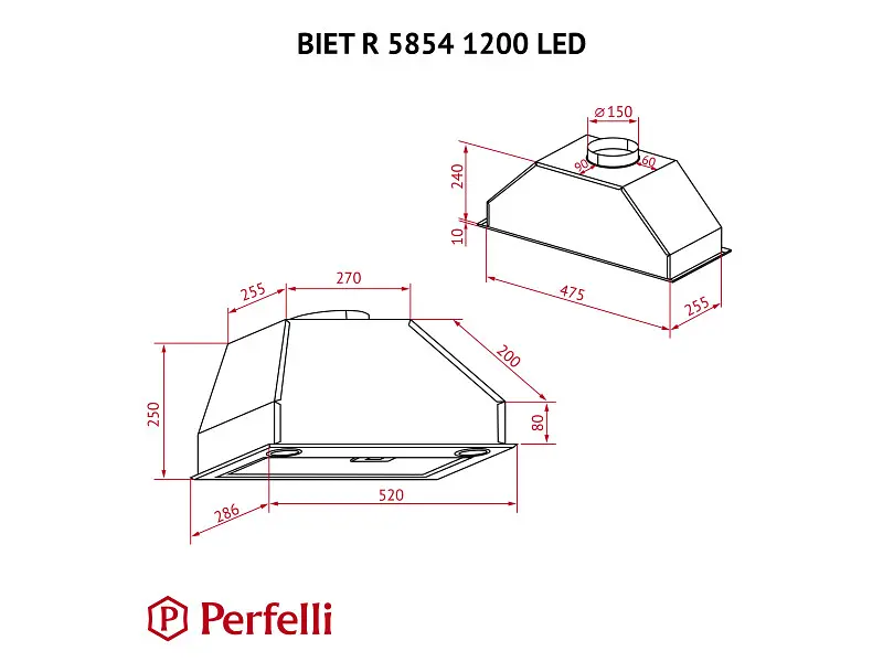 Витяжка Perfelli BIET R 5854 BL 1200 LED - фото 7