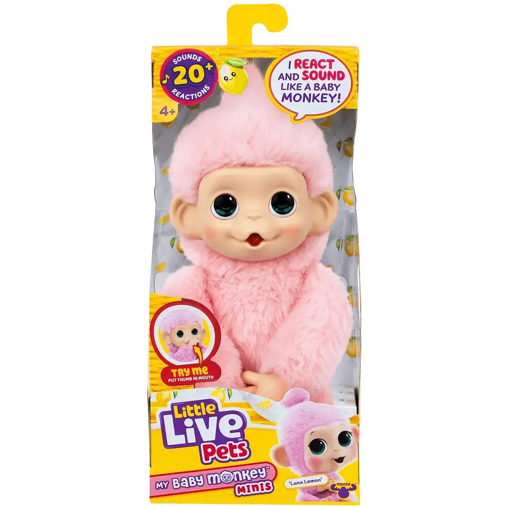 Уцінка. Інтерактивна іграшка Moose Little Live Pets Мавпеня Луна Лемон рожева (26764)  - фото 3