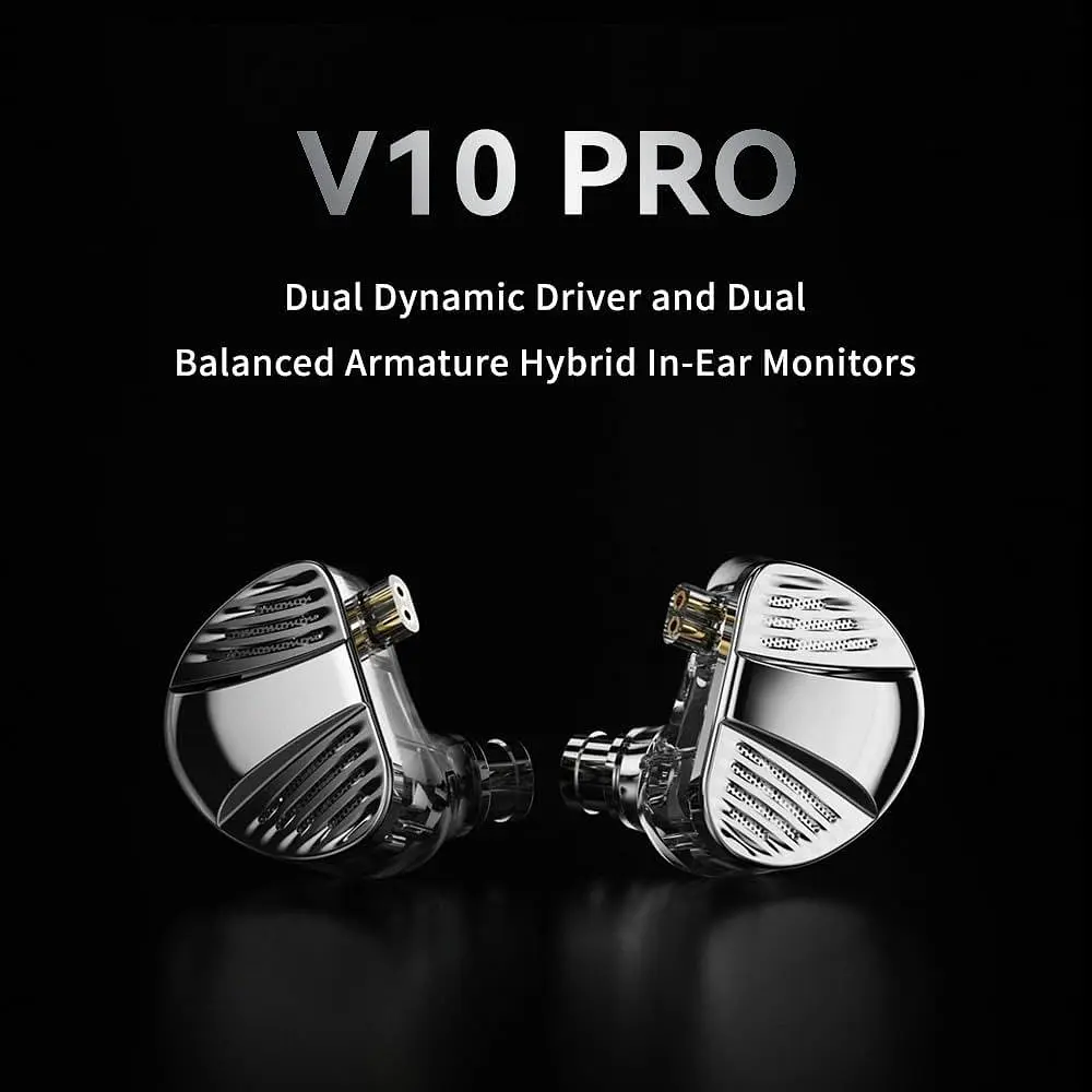 Наушники TRN V10 PRO 2DD+2BA с усовершенствованной конструкцией съемного кабеля (серебристые, без микрофона) - фото 7