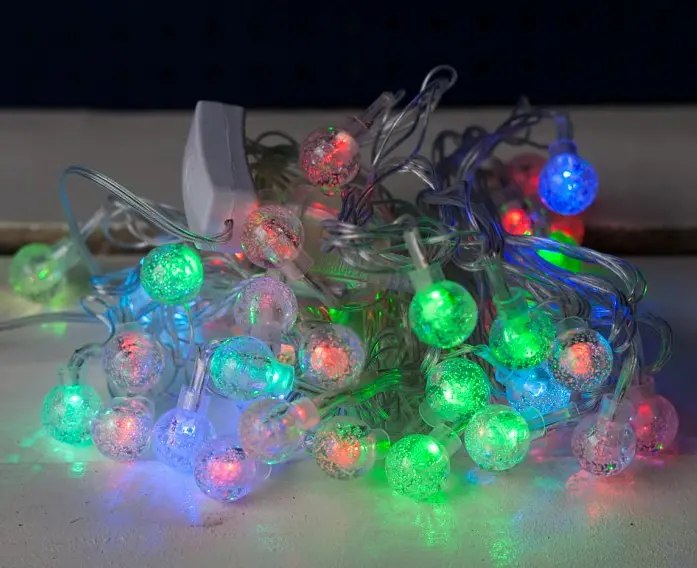 Гірлянда прозора кулька 40LED 5м (флеш) 18мм, Новорічна бахрама, Світлодіодна гірлянда, Вулична гірлянда - фото 2