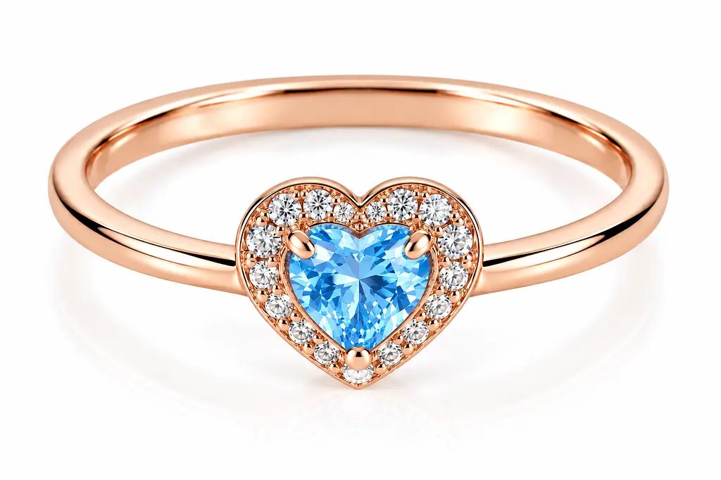 Жіноча золота каблучка Jewellery Continent "Блакитне серце" з топазом 16 (К-0927) - фото 2